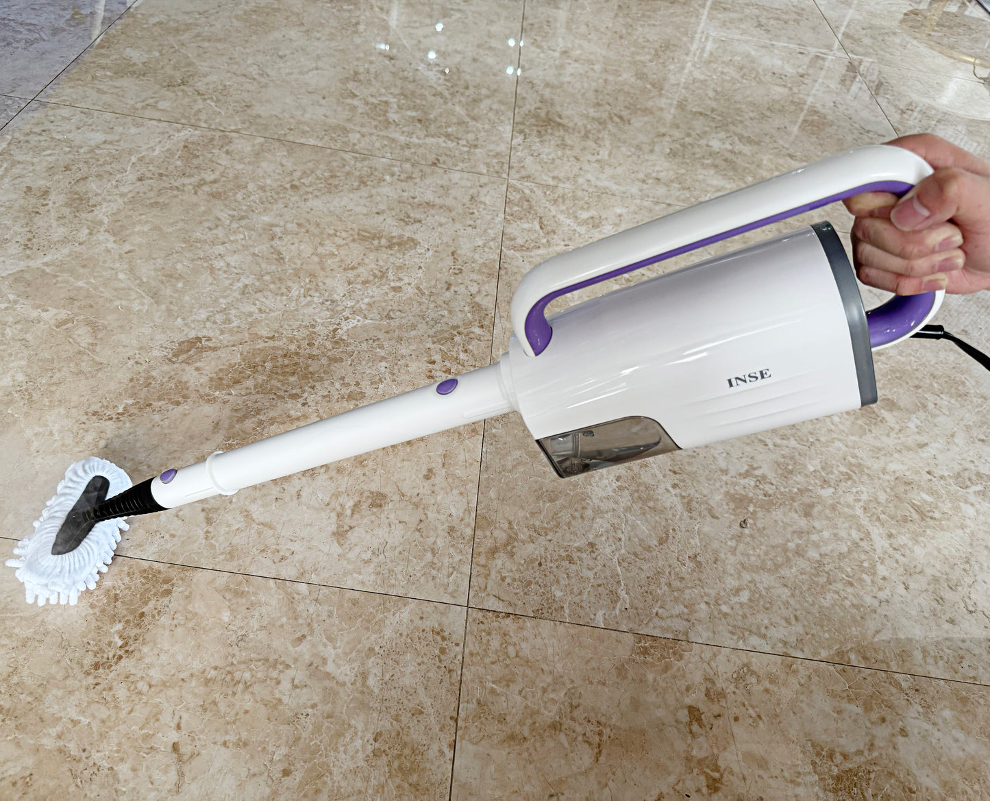 INSE Steam Mop Cleaner with Detachable Handheld Steamer, 10-in-1 Multi Accessories, Washable Microfiber Pads, 350ml and 2 Adjustable Levels for Cleaning Floor, Carpet, Tiles, and Grout-F1
