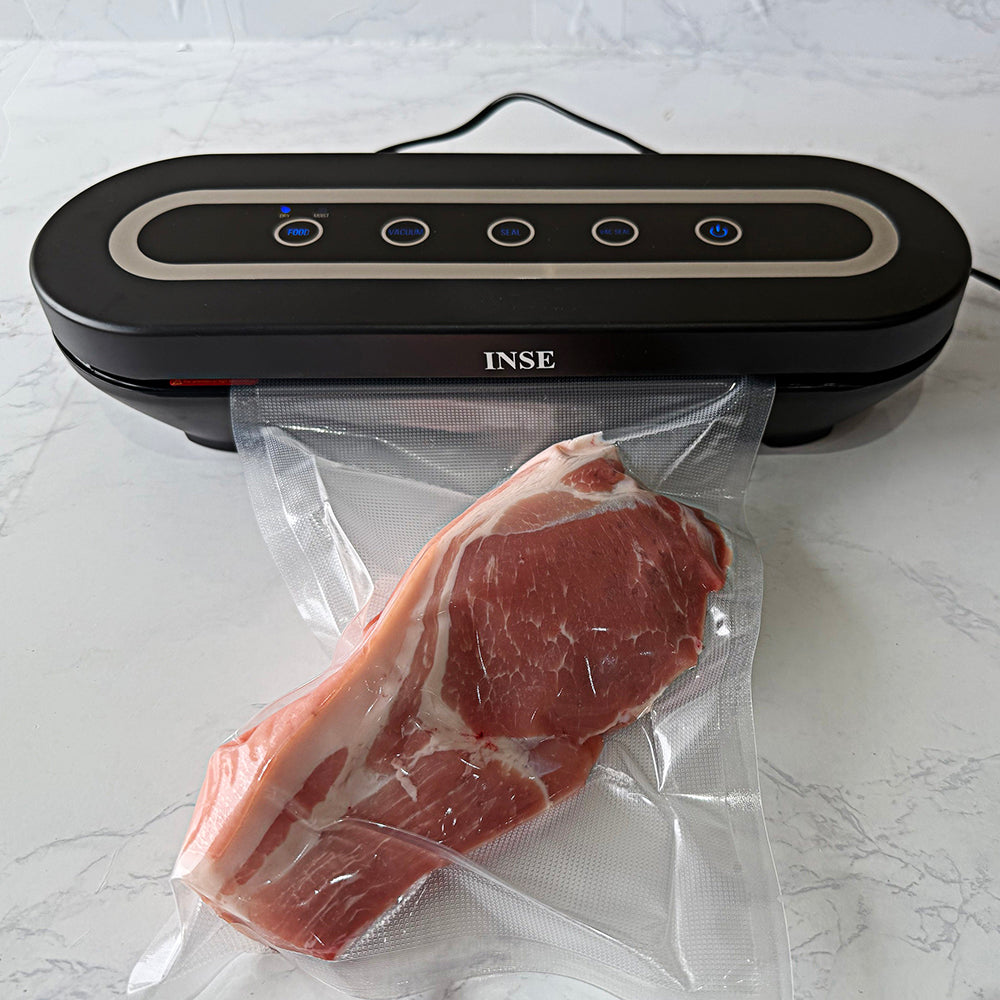 INSE Vacuum Packaging Machine,Vacuum Sealer Machine, Automatic Vacuum Packaging Machine for Food with 40 Bags,Dry&Wet&Extra Wet modes, LED Indicator, Easy to Clean-PM01